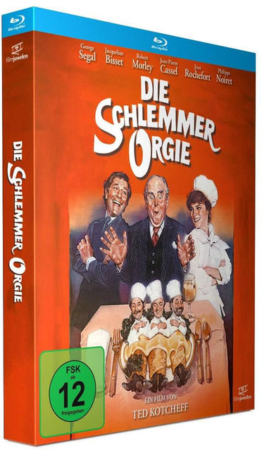 Blu-ray-Box eines Films 'Die Schlemmmer Orgien' mit Gesichtern von Schauspielern.