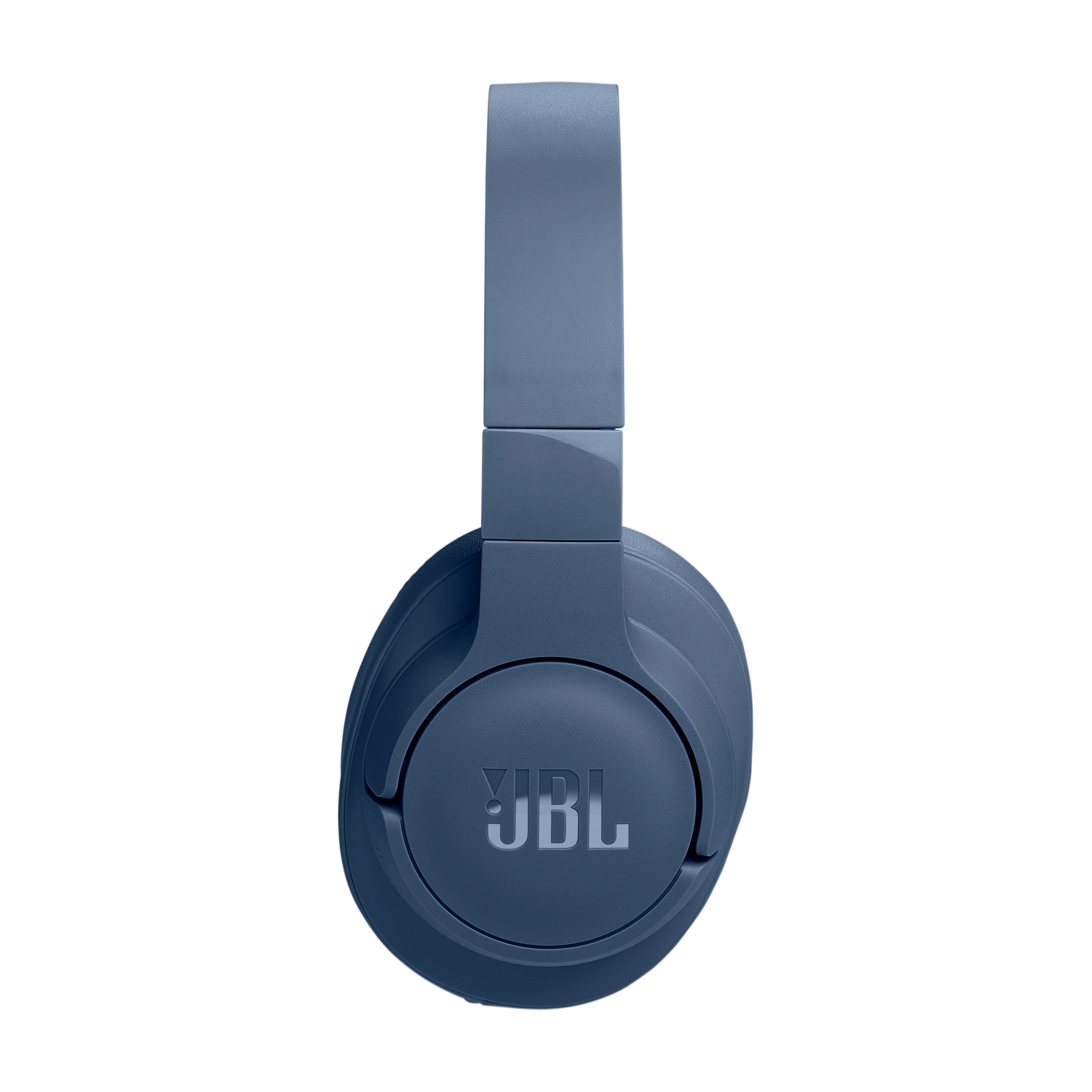 Blaue JBL-Kopfhörer mit JBL-Logo, von vorne betrachtet.