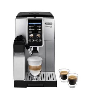 Cafetera superautomática - De'Longhi Dinamica Plus ECAM380.85.SB, 15 bar, 1.450 W, Depósito de leche, 2 tazas, Pantalla táctil, Inox