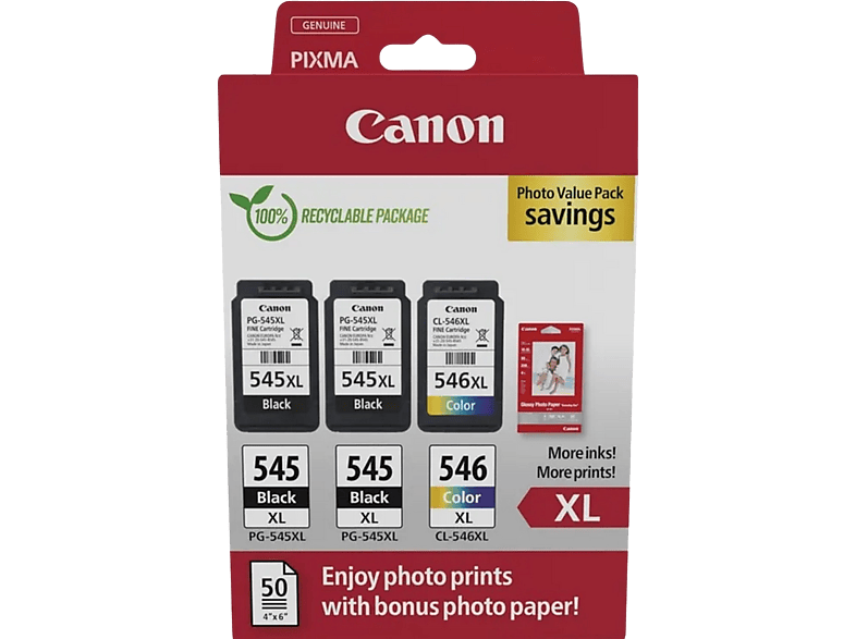 Canon Multipack 2 X Pg-545xl / Cl-546xl Photo Value Pack (8286b015)