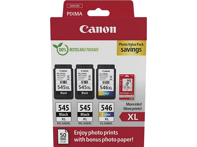 Canon Multipack PG-545XL/CL-546XL Cartouches d'encre avec papier photo