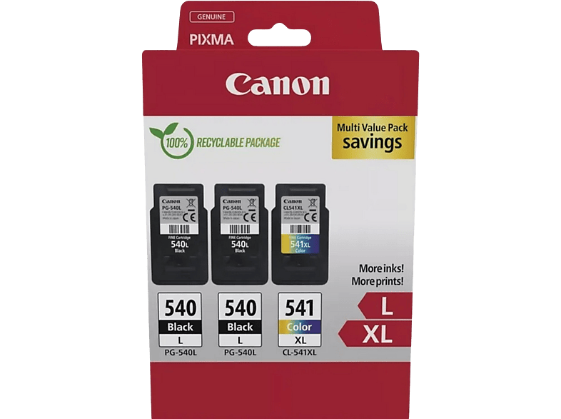 Canon Multipack 2 X Pg-540l / Cl-541xl Zwart-cyaan-magenta-geel (5224b017)