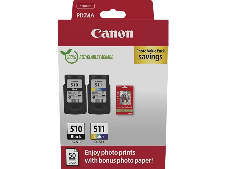 Canon PG-510 / CL-511 Pack photo de cartouches d'encre