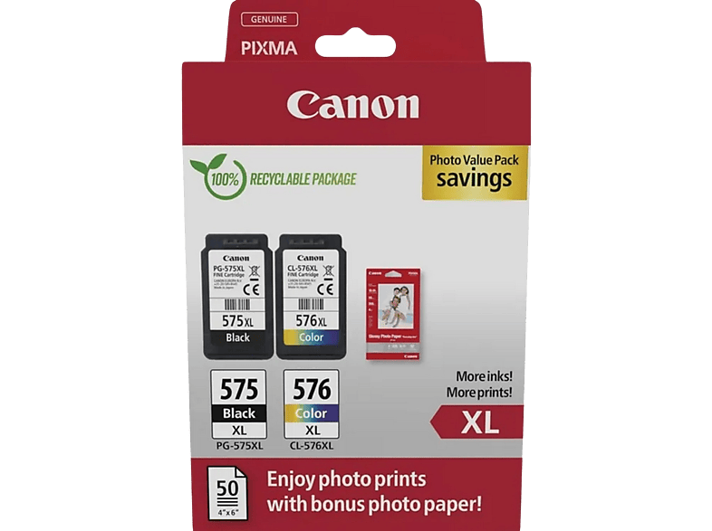Canon PG-575XL / CL-576XL Inktcartridge Multipack met fotopapier