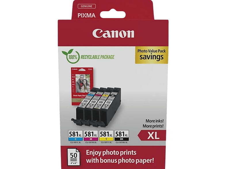 Canon Cli-581xl Zwart-cyaan-magenta-geel Photo Value Pack (2052c006)