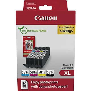 CANON CLI-581XL Zwart-Cyaan-Magenta-Geel Photo Value Pack (2052C006)