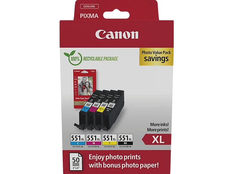 Canon Multipack Cli-551xl Zwart-cyaan-magenta-geel Photo Value Pack (6443b008)