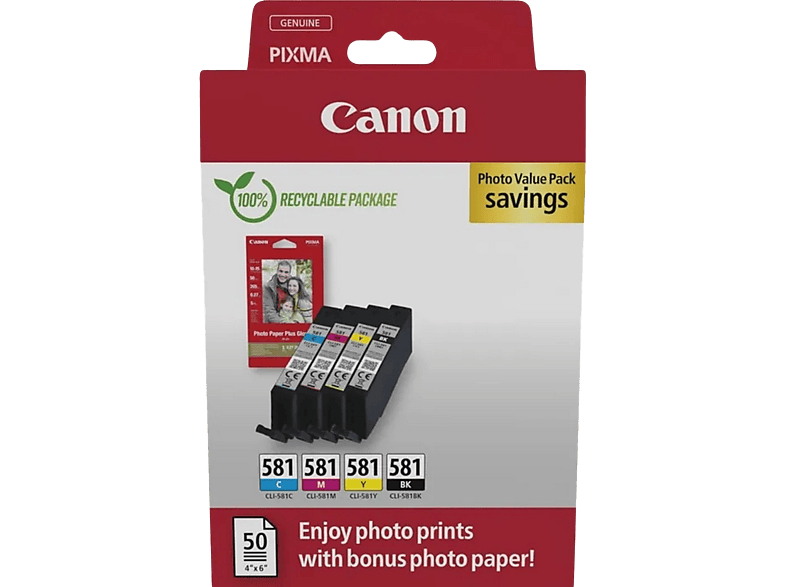 Canon Multipack Cli-581 Zwart-cyaan-magenta-geel Photo Value Pack (2106c006)