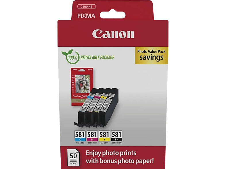 Canon CLI-581 Multipack de cartouches d'encre avec papier photo