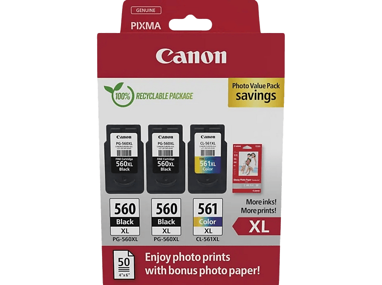 Canon PG-560XL/CL-561XL inkt- en fotopapier voordeelverpakking