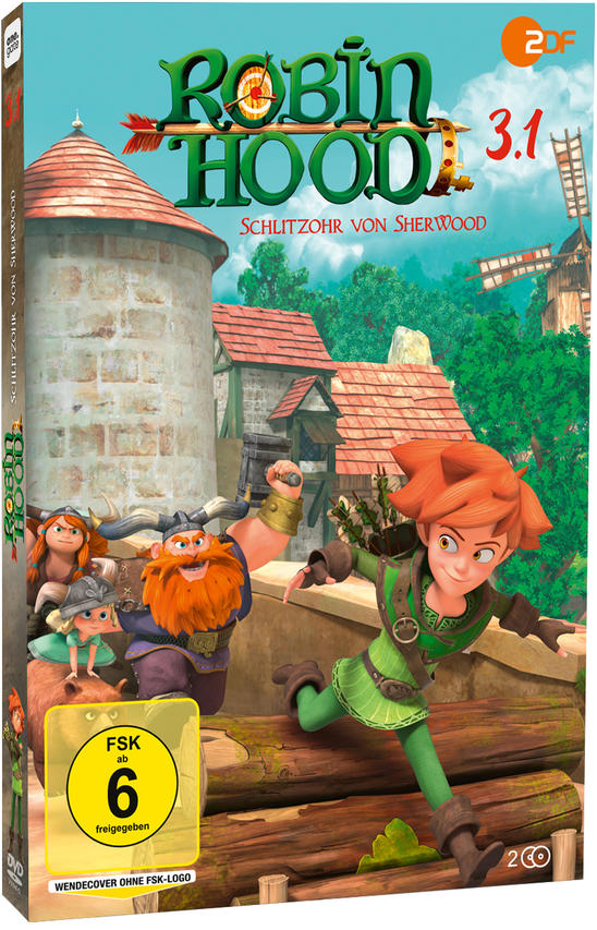 DVD-Hülle des Robin Hood-Zeichentrickfilms mit Figuren und Titel.