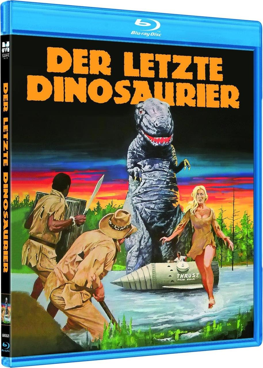Blu-ray-Cover des Films 'Der Letzte Dinosaurier'. Dinosaurier, Menschen und ein U-Boot sind sichtbar.