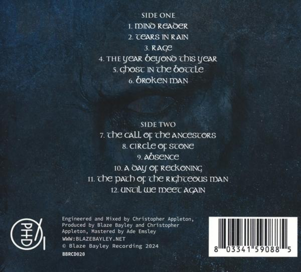 Rückseite eines Albums mit Songtiteln und Produktionsdetails. Ein Barcode ist unten rechts.