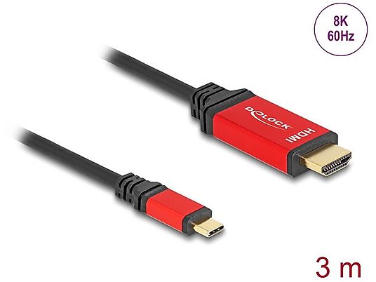 DELOCK 80097 - Câble HDMI (Rouge)