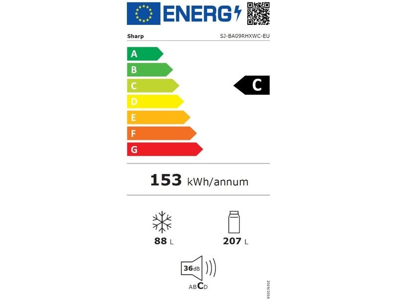 SHARP SJ-BA09RHXWC-EU - Kühl- und Gefrierkombination (freistehend)