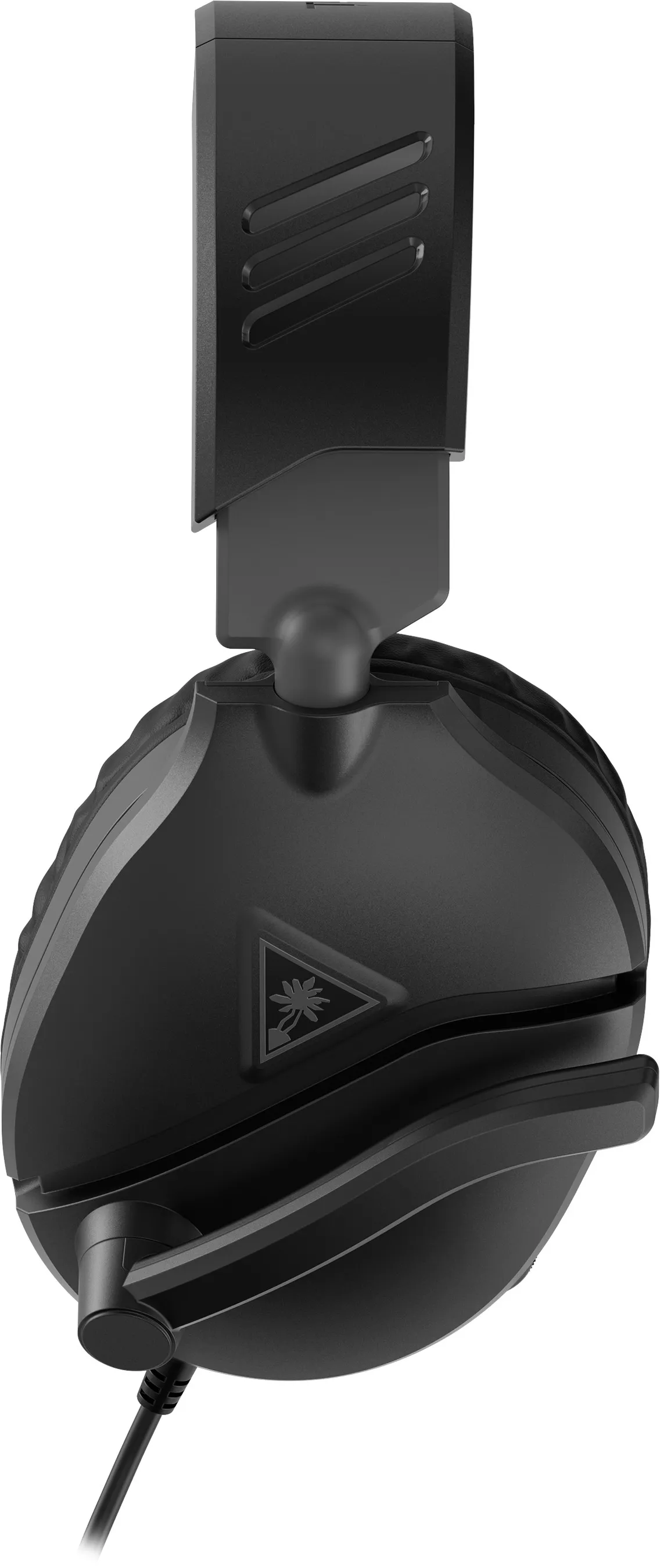 Cuffie da gioco nere con microfono. Ha un cavo nero.