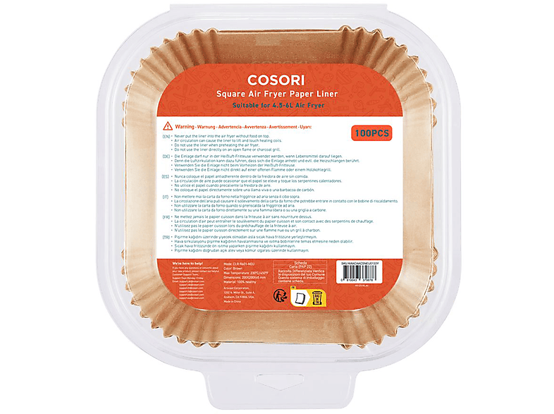 Carta Friggitrice AD Aria Cosori Carte monouso 100 pz