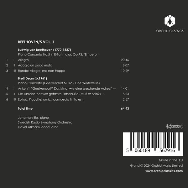 CD-Cover mit Werken von Beethoven und Brett Dean, inkl. Titellisten und Laufzeiten.