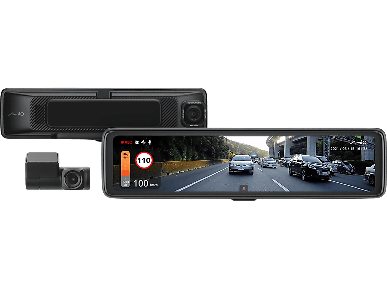 MIO Dashcam Mivue R850t - Qhd E-mirror Voor- En Achter Dashcam GPs Wi-fi