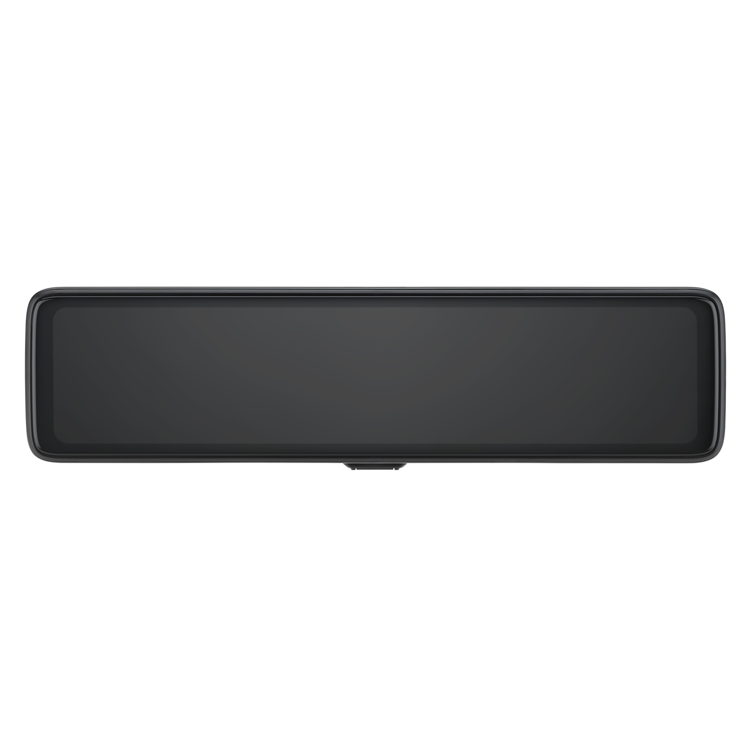 Rétroviseur noir de voiture, forme rectangulaire avec une légère courbure.