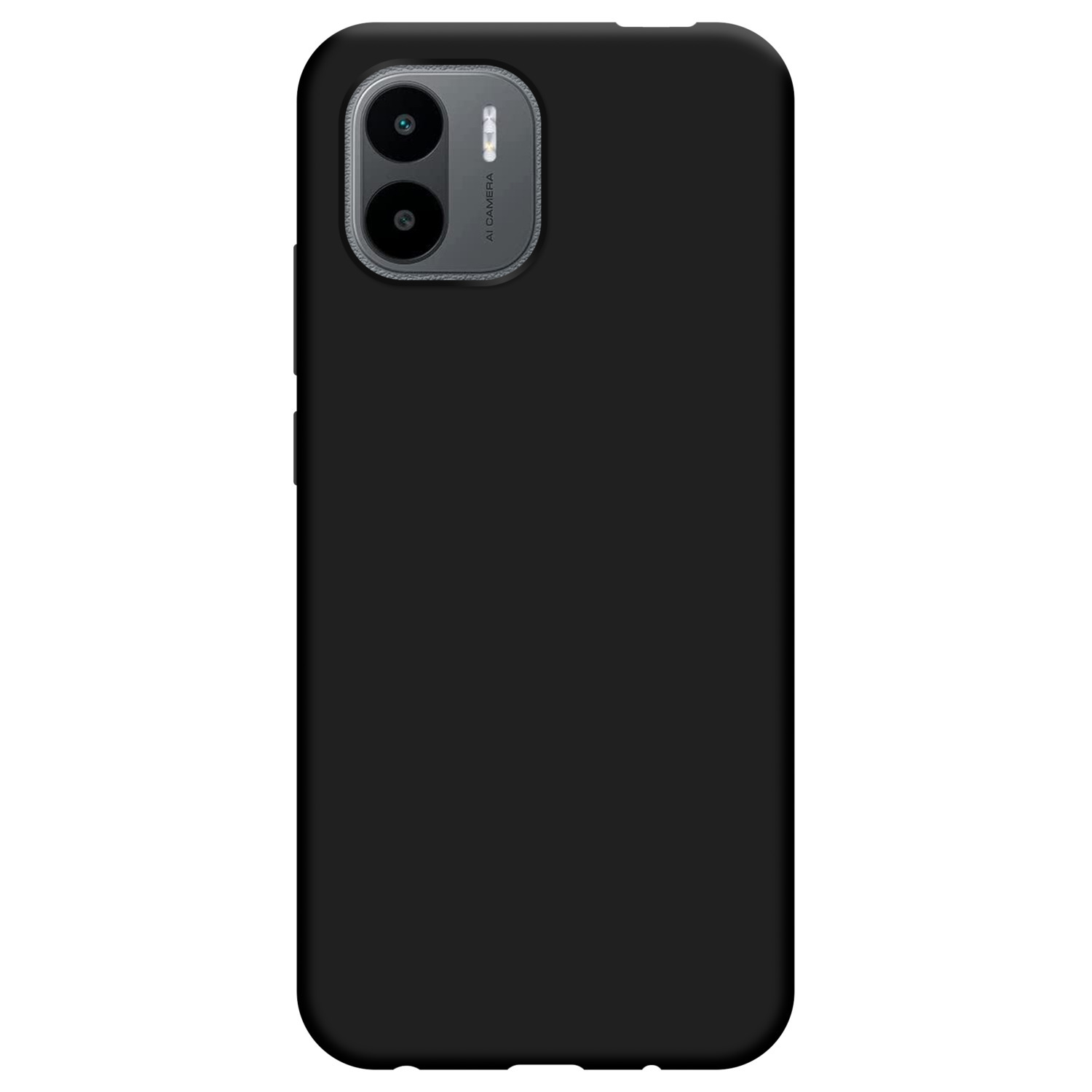 Coque de téléphone noire avec un module caméra à double objectif à l'arrière.