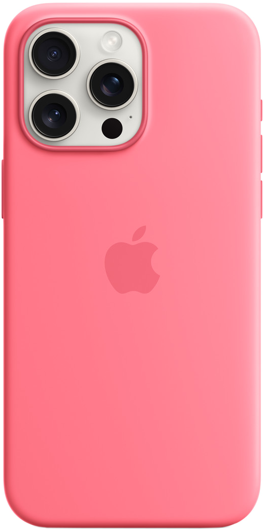Korall rózsaszín iPhone tok hátulja, Apple logóval és kamerák lencséivel.