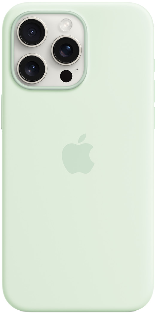 iPhone 14 Pro tok. Világoszöld szín. Apple logó látható. Kamera lencsék. Fehér háttér.