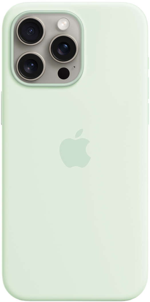 Világoszöld iPhone hátulja, kamerákkal és Apple logóval.