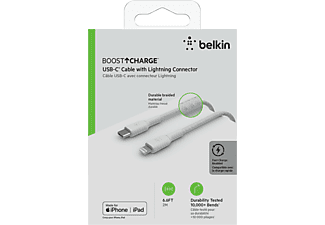 BELKIN 2M BC Lightning USB-C Örgülü Kablo Beyaz_2