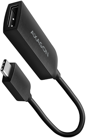 Fekete USB-C-USB adapterkábel. Az Axagon logója látható az USB oldalon.