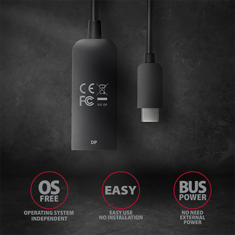 Két fekete USB-C–USB-A adapter, egyik kábel, és ikonok a funkcióiról.