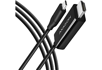 AXAGON USB Type-C - HDMI v1.4 összekötő kábel, 4K30Hz, 1,8 méter, DP Alt Mode, fekete (RVC-HI14C)