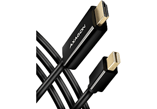 AXAGON Mini DisplayPort v1.2 - HDMI v1.4 összekötő kábel, 4K30Hz, 1,8 méter, fekete (RVDM-HI14C2)
