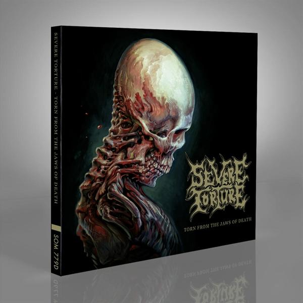 Albumcover mit Schädel, Rot- und Weißtönen und dem Bandnamen 'Severe Torture'.
