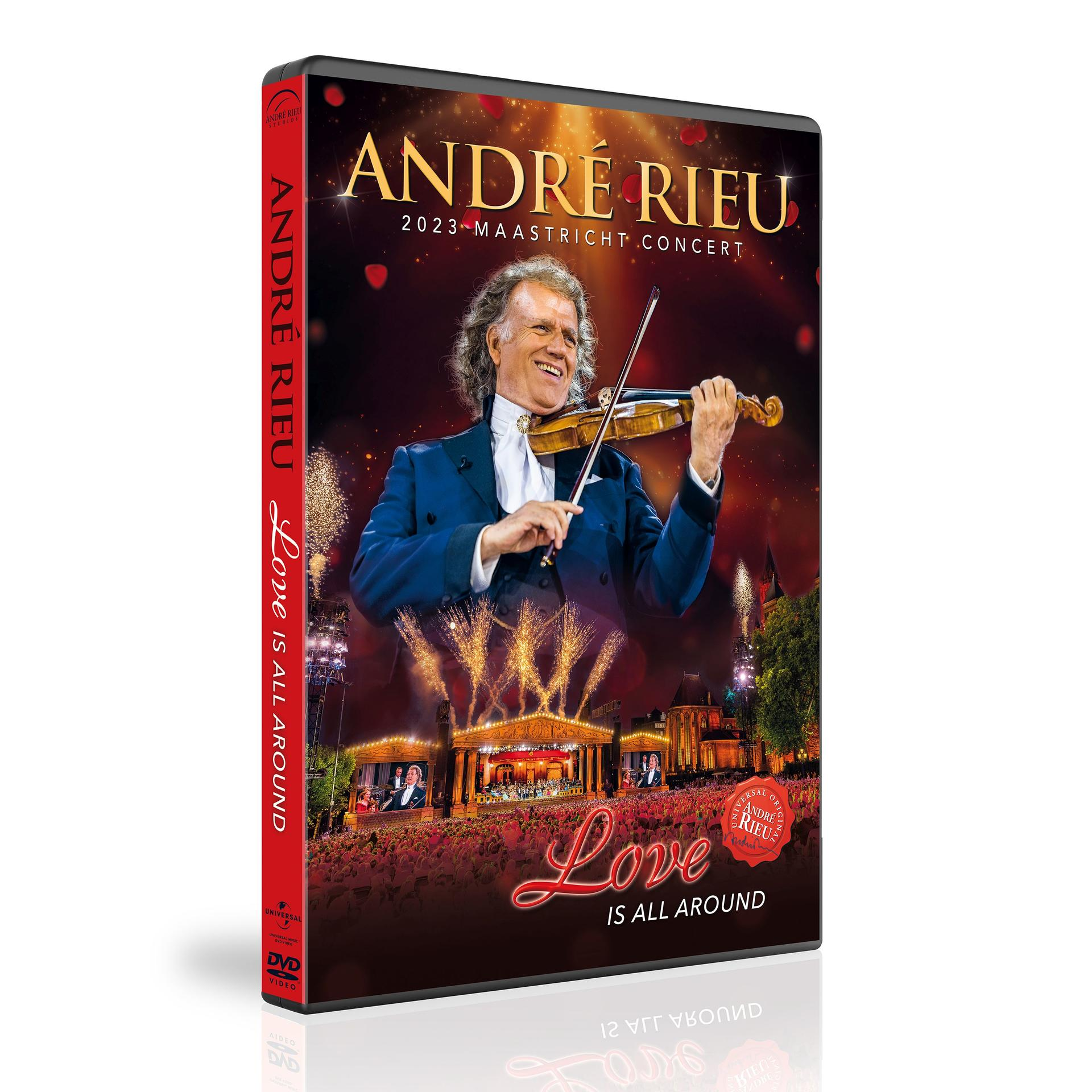 DVD-Hülle mit André Rieu, Geige, Feuerwerk und Publikum.