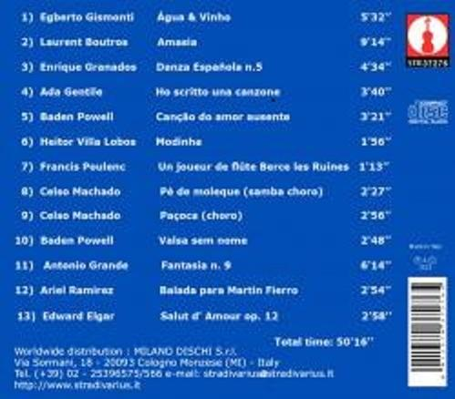 Trackliste mit Komponisten und Titeln auf blauem Hintergrund.