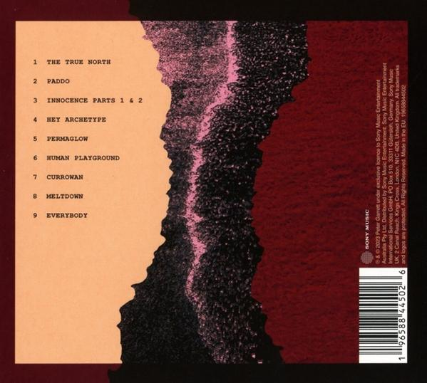 Album-Rückseite mit Titelliste. Text enthält: The True North, Innocence Parts 1 & 2 und Everybody.