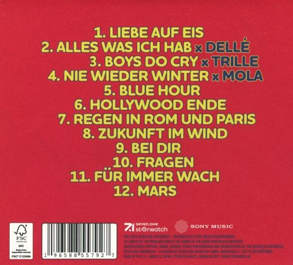 Ein CD-Cover mit Titelliste: Liebe auf Eis, Alles was ich hab, Boys do Cry usw.