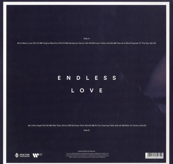 Albumcover mit den Worten 'Endless Love' in der Mitte. Seite A und B Tracklisten sind sichtbar.