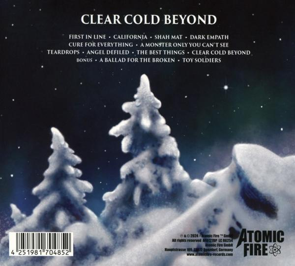 CD-Cover mit Text: Clear Cold Beyond. Hintergrund ist eine Winterszene mit Schnee und einigen Bäumen. Sterne sind am Himmel.