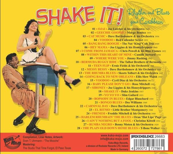 Albumcover mit einer Frau in einem weißen Kleid und einem Mann, mit Text und einer Titelliste.