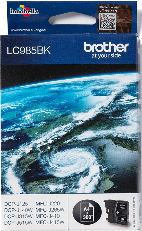 Boîte de cartouches d'encre avec une image de la Terre vue de l'espace, et le logo Brother.