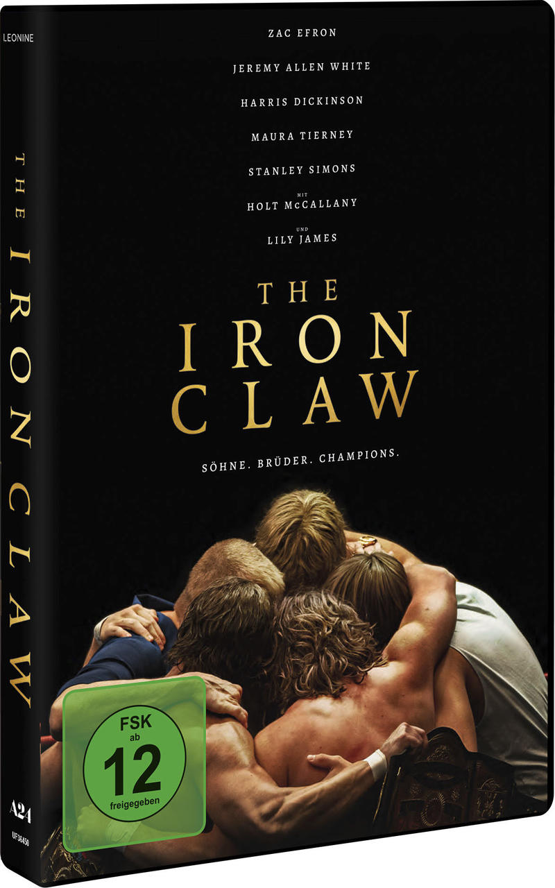 Filmcover von 'The Iron Claw' mit Titel und Schauspielernamen.
