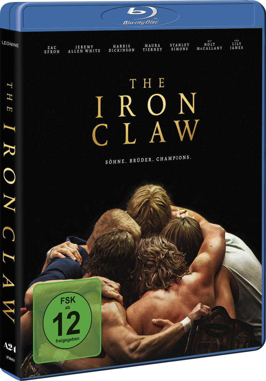 Blu-ray-Hülle des Films The Iron Claw mit Zac Efron und Jeremy Allen White.