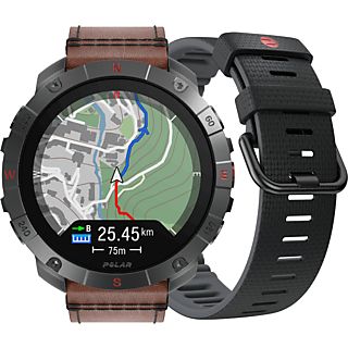 Reloj deportivo - Polar Grit X2 Pro, Titanio, 130-215 mm, Pantalla táctil AMOLED 1.39", Registro salud 24/7