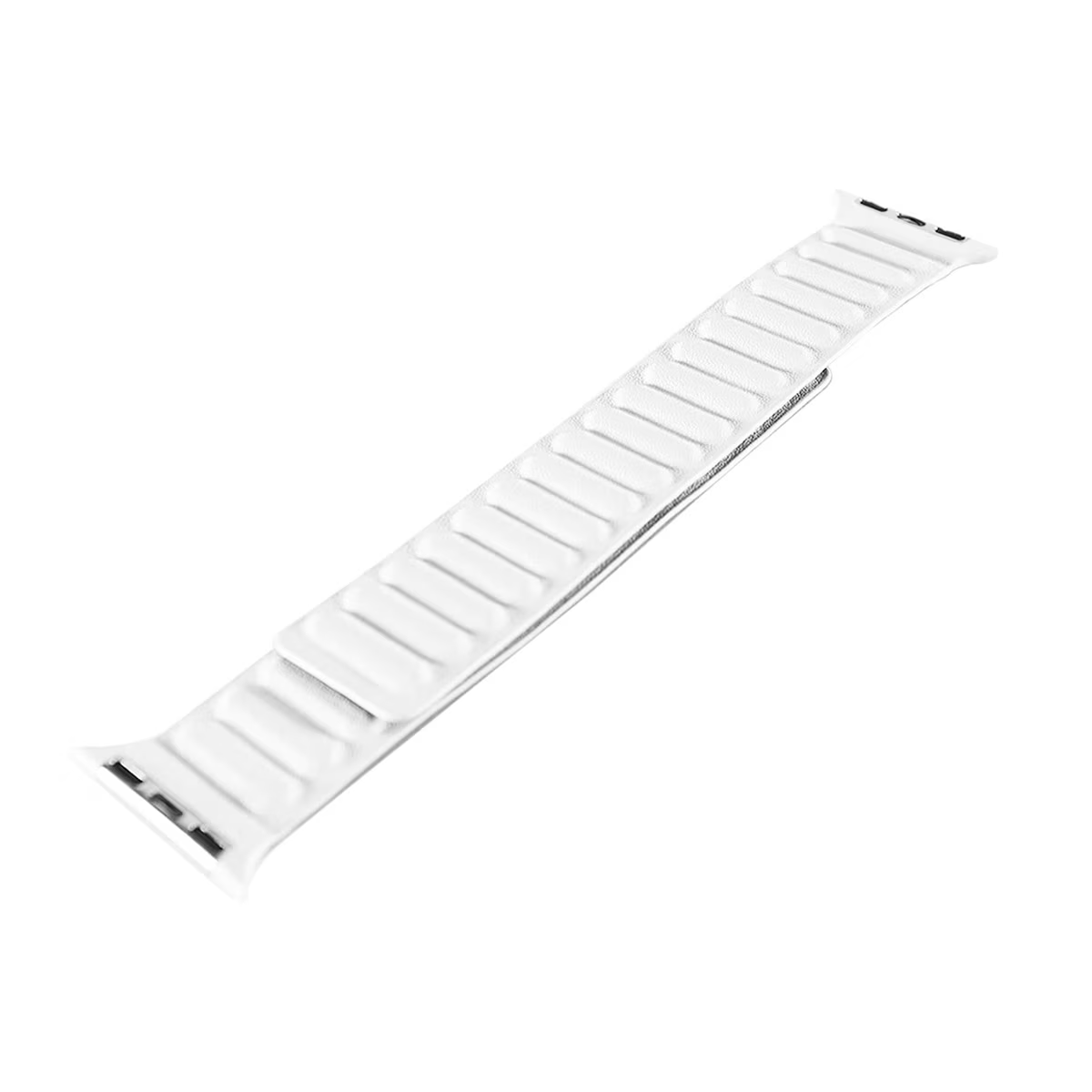Una correa blanca de Apple Watch, diseño alargado.