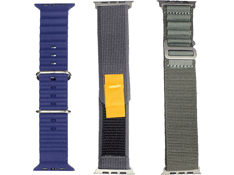 REACONDICIONADO Seminuevo Muy bueno Pack Correas - Friendly License Fancy Mix, Apple Watch 42/44/45 mm , Negro, Verde, Azul marino