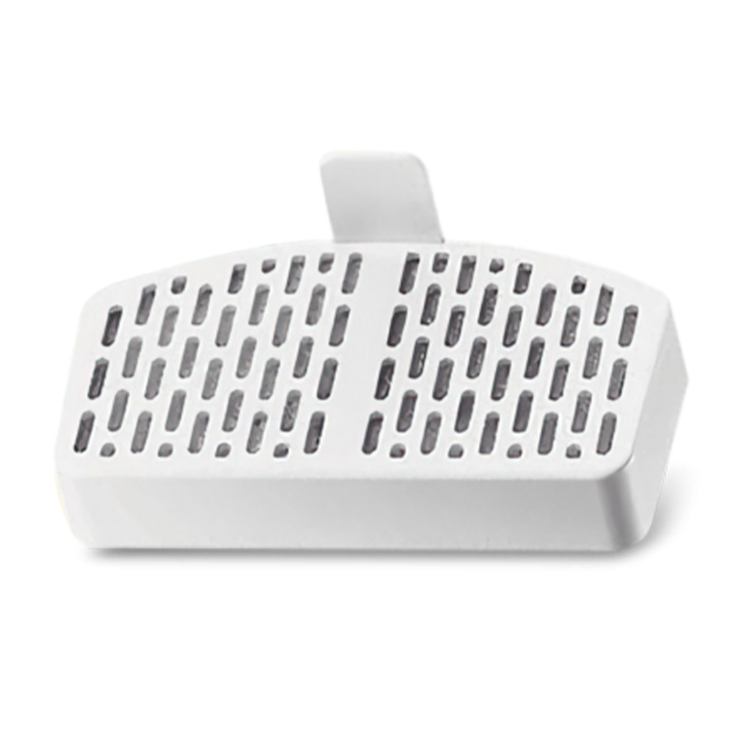 Un filtro bianco per un umidificatore. Ha una forma rettangolare con molti fori.