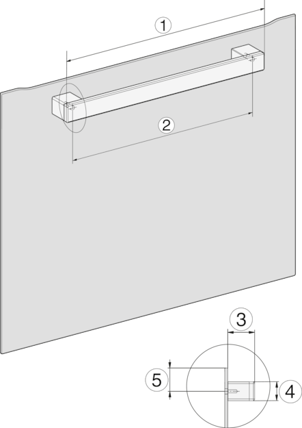 Technische Zeichnung einer Stange mit Maßen 1, 2, 3, 4 und 5.