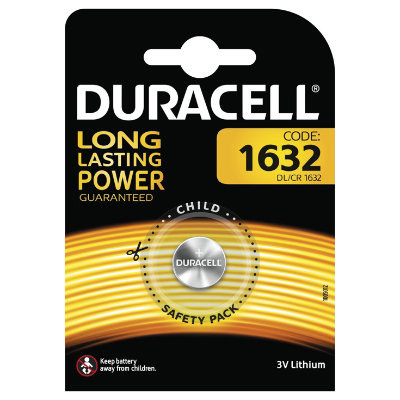 Eine Duracell-Batteriepackung mit Batterie und Sicherheitsinformationen.